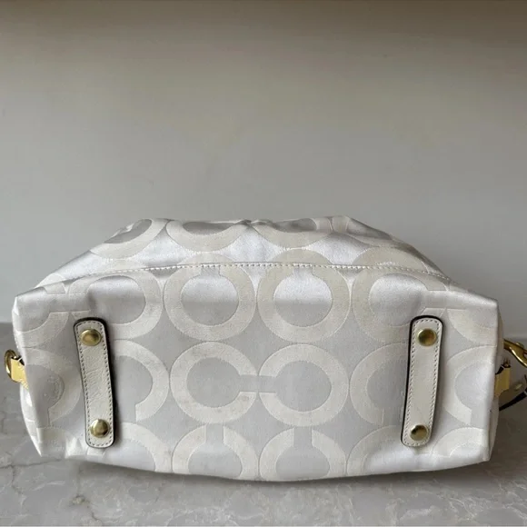 Coach leather canvas Sabrina # 12947 ivory White and Gold Women's Bag purse - Picture 10 of 12
